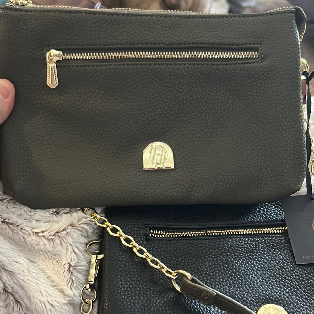 House of Harlow 1960 Black Shoulder Bag with Gold Chain